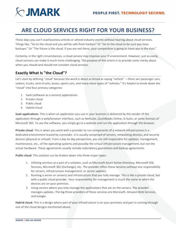 Preview: Are Cloud Services Right for Your Business