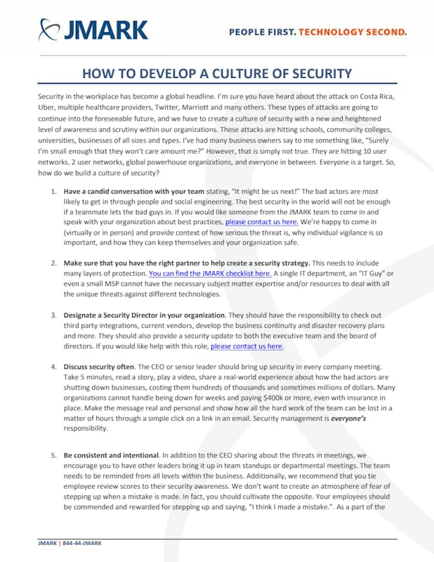 Preview: How to develop a Culture of Security